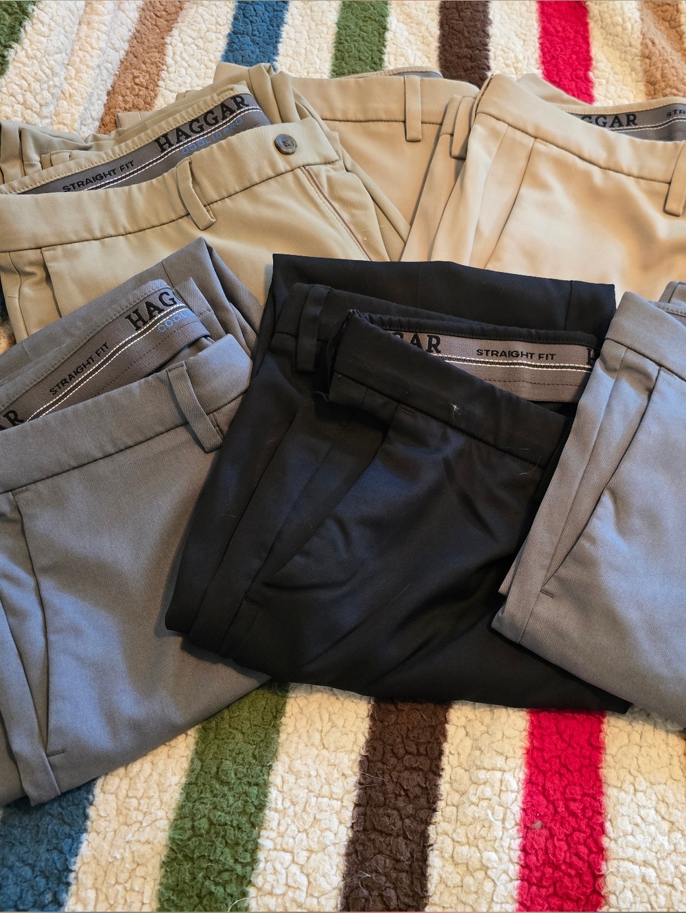 Haggar Men’s Chinos Straight FIT in Black, Gray, and Tan